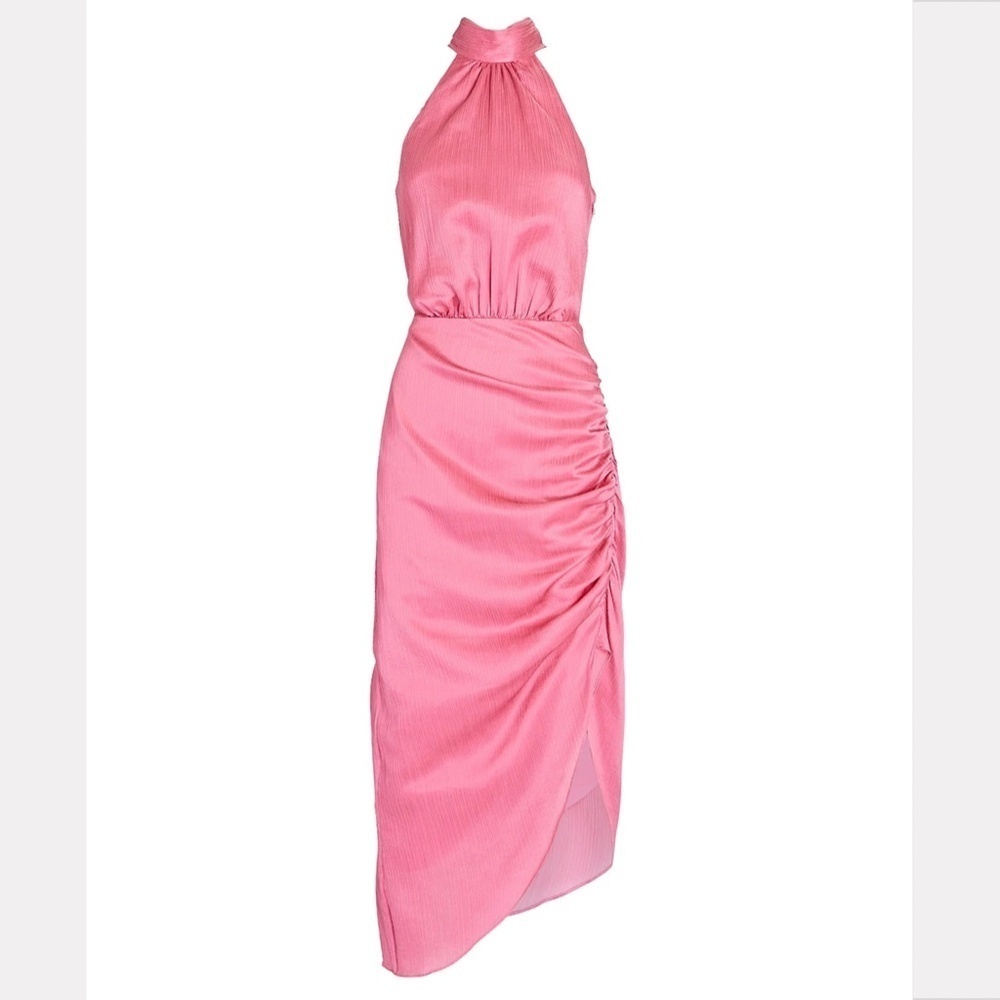 VERONICA BEARD | Gabriella Cotton Silk Halter Dress in Pink Sherbert | Size 2 - Picture 3 of 13